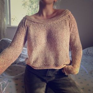Free People Off the Shoulder Loose Knit Sweater